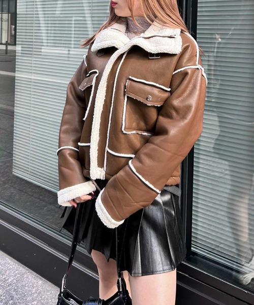 SPIGA（スピーガ）の「ﾌｪｲｸﾚｻﾞｰﾎﾞｱﾑｰﾄﾝｼﾞｬｹｯﾄ（ムートンコート）」 - WEAR