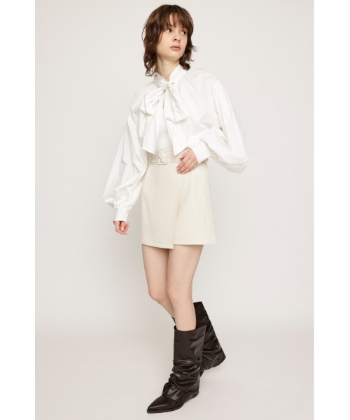 SLY(スライ)の「WRAP SHORT PANTS ラップ ショート パンツ / セットアップ可(スラックス・レディース・杢グレー/ターコイズブルー/アイボリー・1/2)」の21枚目の写真