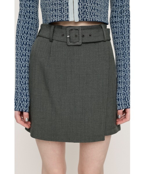 SLY(スライ)の「WRAP SHORT PANTS ラップ ショート パンツ / セットアップ可(スラックス・レディース・杢グレー/ターコイズブルー/アイボリー・1/2)」の5枚目の写真