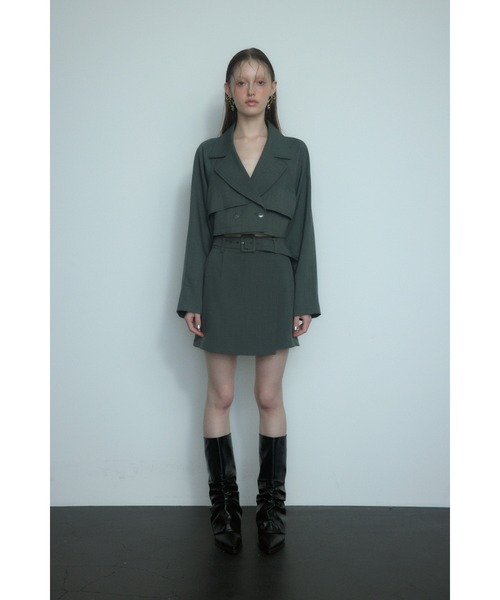 SLY(スライ)の「WRAP SHORT PANTS ラップ ショート パンツ / セットアップ可(スラックス・レディース・杢グレー/ターコイズブルー/アイボリー・1/2)」の8枚目の写真