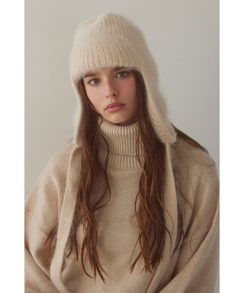 ALEXIA STAM（アリシアスタン）の「Knit Ear Flap Cap /アンゴラフライトキャップ（ニットキャップ/ビーニー・レディース・グレー/ベージュ/ブラック・FREE）」の9枚目の写真