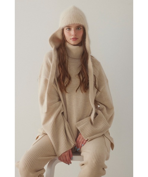 ALEXIA STAM（アリシアスタン）の「Knit Ear Flap Cap /アンゴラフライトキャップ（ニットキャップ/ビーニー・レディース・グレー/ベージュ/ブラック・FREE）」の14枚目の写真