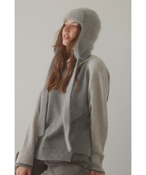 ALEXIA STAM（アリシアスタン）の「Knit Ear Flap Cap /アンゴラフライトキャップ（ニットキャップ/ビーニー・レディース・グレー/ベージュ/ブラック・FREE）」の5枚目の写真