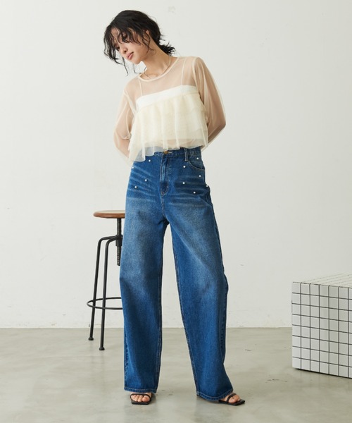Aunt Marie's(アントマリーズ)の「チュールフリルロングスリーブトップス(シャツ/ブラウス・レディース・ピンク/グレー/ブラック/アイボリー・FREE)」の17枚目の写真