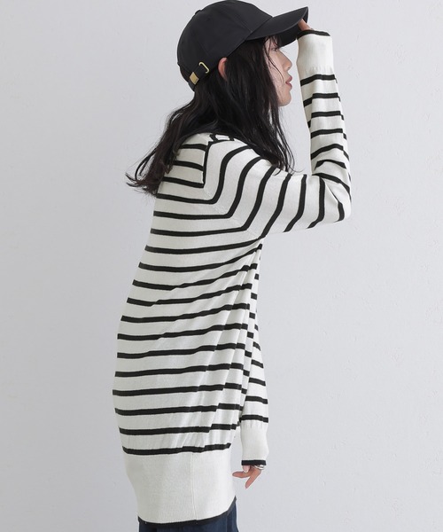 Vネックボーダーニット（ニット/セーター）｜ElegChic（エレグシック）