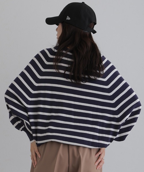 Vネックボーダーニット（ニット/セーター）｜ElegChic（エレグシック）