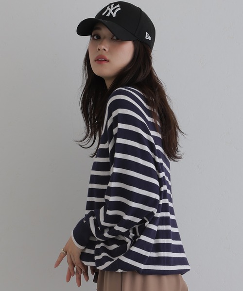 Vネックボーダーニット（ニット/セーター）｜ElegChic（エレグシック）