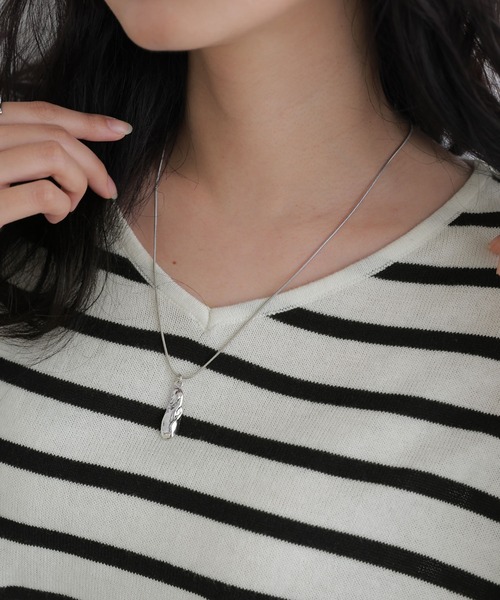 Vネックボーダーニット（ニット/セーター）｜ElegChic（エレグシック）