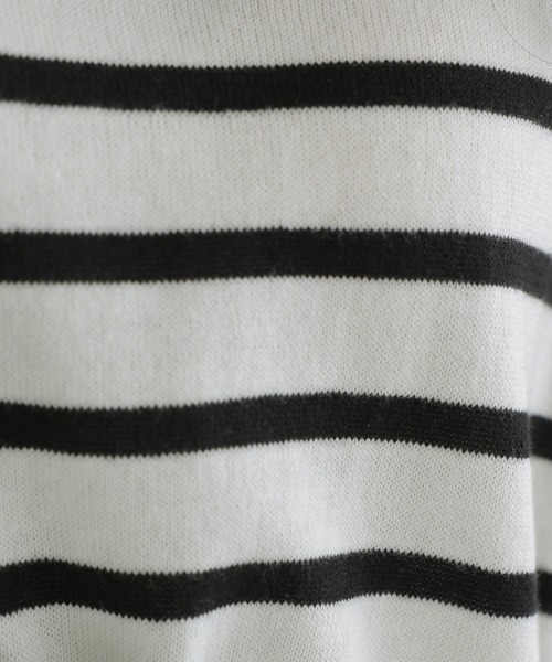 Vネックボーダーニット（ニット/セーター）｜ElegChic（エレグシック）