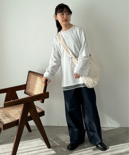 feepur（フェピュール）の「ツータックロールUPワイドパンツ（その他パンツ・レディース・ベージュ/ネイビー・SMALL/MEDIUM）」の22枚目の写真