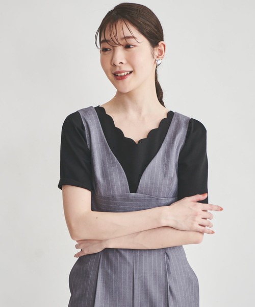 31 Sons de mode（トランテアン　ソン　ドゥ　モード）の「スカラップＴシャツ（Tシャツ/カットソー・レディース・ホワイト×ブラック/ブラック/オフホワイト・36）」の3枚目の写真
