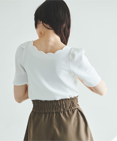 31 Sons de mode（トランテアン　ソン　ドゥ　モード）の「スカラップＴシャツ（Tシャツ/カットソー・レディース・ホワイト×ブラック/ブラック/オフホワイト・36）」の20枚目の写真