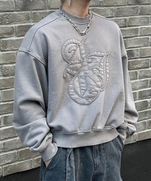 AJOBYAJO | 韓国ブランド AJOBYAJO アジョバイアジョ Sporty Logo Applique Washed Sweatshirt オーバーサイズ スウェットシャツ ロゴスウェット トレーナー 長袖トップス 韓国ストリート 韓国ファッション(スウェット)