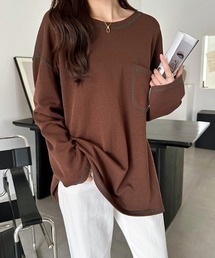 COCOMOMO（ココモモ）の「オーバーサイズロンT ステッチデザイン（Tシャツ/カットソー）」