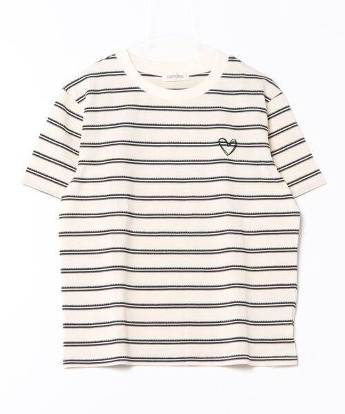 aimoha（アイモハ）の「デザインボーダー　ハート刺繍Tシャツ（Tシャツ/カットソー・レディース・ブラック/ホワイト・FREE）」の15枚目の写真