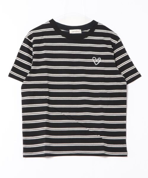 aimoha（アイモハ）の「デザインボーダー　ハート刺繍Tシャツ（Tシャツ/カットソー・レディース・ブラック/ホワイト・FREE）」の16枚目の写真