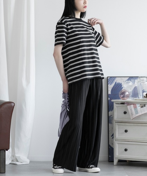 aimoha（アイモハ）の「デザインボーダー　ハート刺繍Tシャツ（Tシャツ/カットソー・レディース・ブラック/ホワイト・FREE）」の20枚目の写真