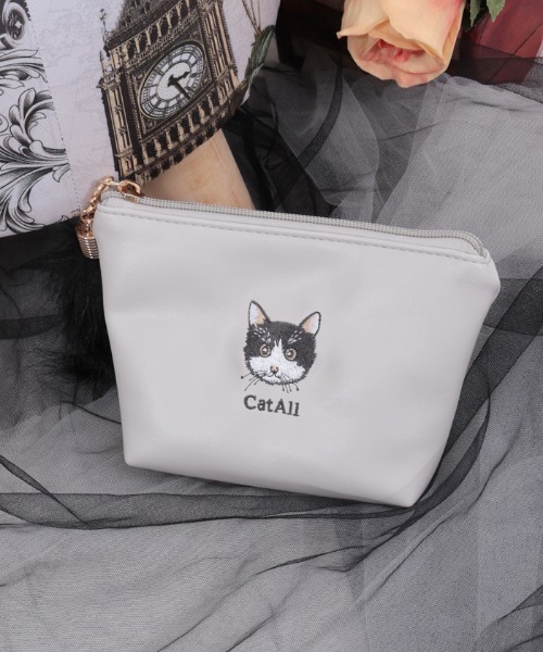 axes femme（アクシーズファム）の「ＣＡＴ船形刺繍ポーチ（ポーチ・レディース・グレー・FREE）」の9枚目の写真