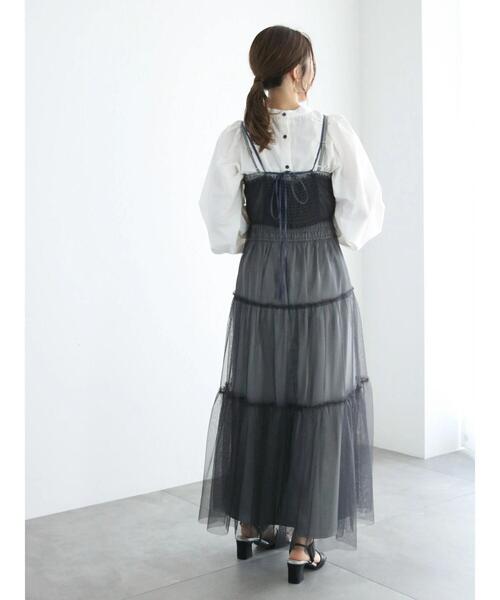 Te chichi（テチチ）の「チュールセットサテンキャミワンピース（ワンピース・レディース・チャコールグレー/ブラウン・F）」の3枚目の写真