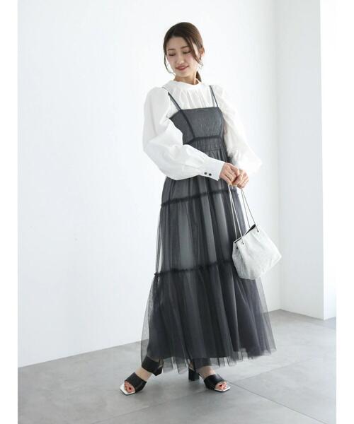 Te chichi（テチチ）の「チュールセットサテンキャミワンピース（ワンピース・レディース・チャコールグレー/ブラウン・F）」の5枚目の写真