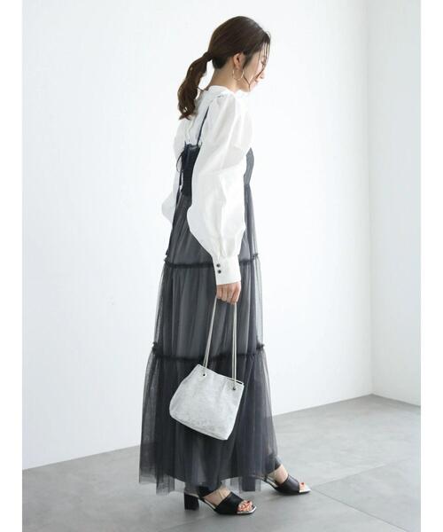 Te chichi（テチチ）の「チュールセットサテンキャミワンピース（ワンピース・レディース・チャコールグレー/ブラウン・F）」の6枚目の写真