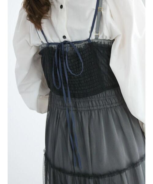 Te chichi（テチチ）の「チュールセットサテンキャミワンピース（ワンピース・レディース・チャコールグレー/ブラウン・F）」の11枚目の写真