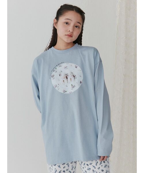merry jenny（メリージェニー）の「【Maison terrier コラボ】お皿にならんだなかよしlong Tee（Tシャツ/カットソー・レディース・オフホワイト/ブルー/ベージュ・FREE）」の19枚目の写真