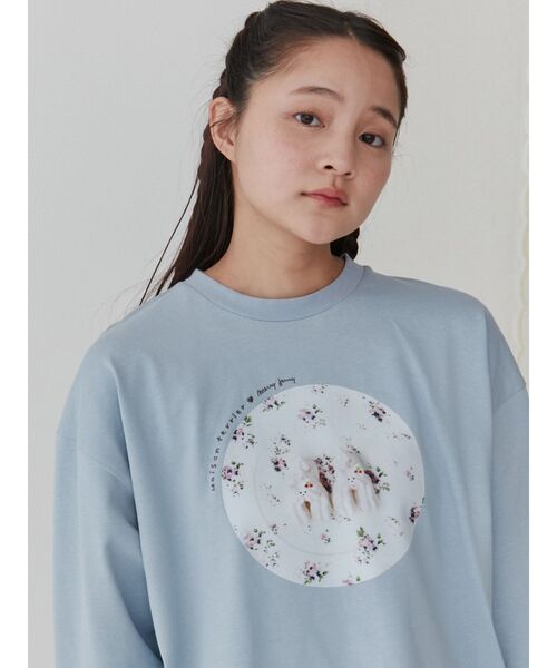 merry jenny（メリージェニー）の「【Maison terrier コラボ】お皿にならんだなかよしlong Tee（Tシャツ/カットソー・レディース・オフホワイト/ブルー/ベージュ・FREE）」の20枚目の写真