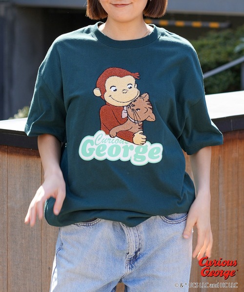 JEANS MATE(ジーンズメイト)の「おさるのジョージ オリジナルデザインTシャツ ジョージ ニョッキ ドロップショルダー ビッグシルエット ユニセックス(Tシャツ/カットソー・メンズ・オフホワイト/ダークグリーン/ホワイト・X-LARGE/MEDIUM/SMALL/LARGE)」の18枚目の写真