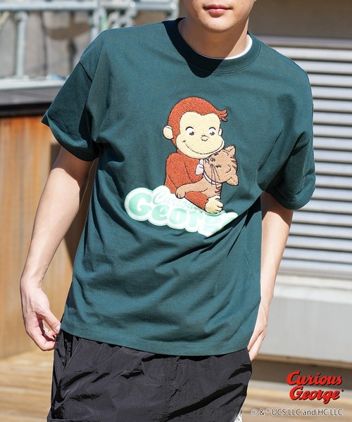 JEANS MATE(ジーンズメイト)の「おさるのジョージ オリジナルデザインTシャツ ジョージ ニョッキ ドロップショルダー ビッグシルエット ユニセックス(Tシャツ/カットソー・メンズ・オフホワイト/ダークグリーン/ホワイト・X-LARGE/MEDIUM/SMALL/LARGE)」の16枚目の写真