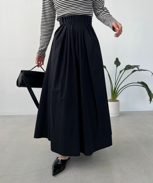 CAPRICIEUX LE'MAGE（カプリシューレマージュ）の「タックウエストフレアスカート（スカート・レディース・ブラック/ホワイト・36/38）」の5枚目の写真