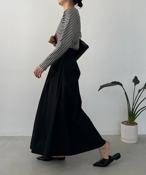 CAPRICIEUX LE'MAGE（カプリシューレマージュ）の「タックウエストフレアスカート（スカート・レディース・ブラック/ホワイト・36/38）」の7枚目の写真