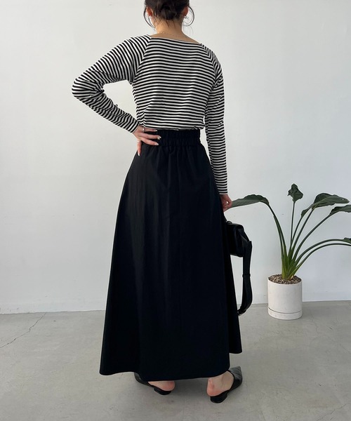 CAPRICIEUX LE'MAGE（カプリシューレマージュ）の「タックウエストフレアスカート（スカート・レディース・ブラック/ホワイト・36/38）」の9枚目の写真
