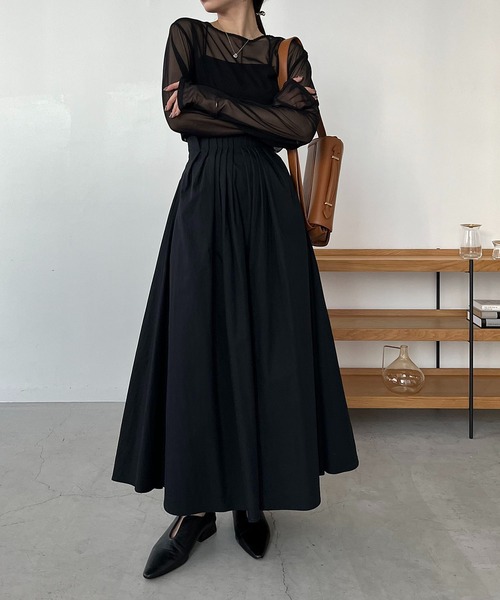 CAPRICIEUX LE'MAGE（カプリシューレマージュ）の「タックウエストフレアスカート（スカート・レディース・ブラック/ホワイト・36/38）」の12枚目の写真