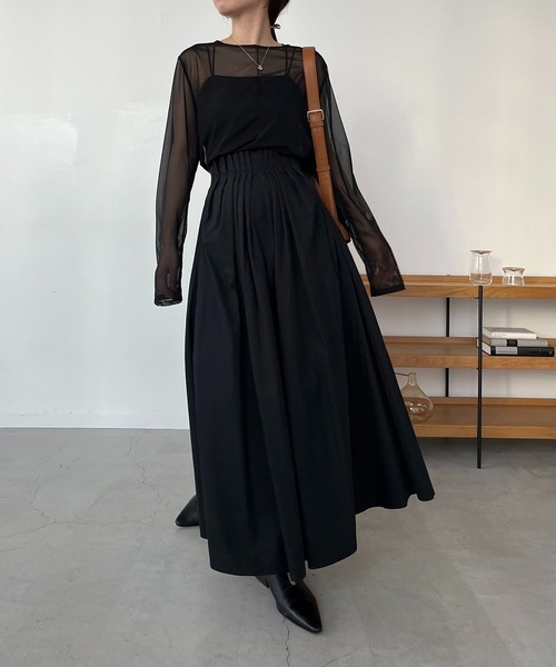 CAPRICIEUX LE'MAGE（カプリシューレマージュ）の「タックウエストフレアスカート（スカート・レディース・ブラック/ホワイト・36/38）」の15枚目の写真