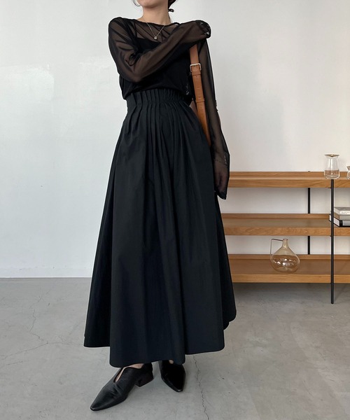 CAPRICIEUX LE'MAGE（カプリシューレマージュ）の「タックウエストフレアスカート（スカート・レディース・ブラック/ホワイト・36/38）」の16枚目の写真