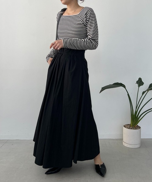 CAPRICIEUX LE'MAGE（カプリシューレマージュ）の「タックウエストフレアスカート（スカート・レディース・ブラック/ホワイト・36/38）」の6枚目の写真