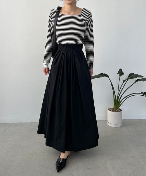 CAPRICIEUX LE'MAGE（カプリシューレマージュ）の「タックウエストフレアスカート（スカート・レディース・ブラック/ホワイト・36/38）」の10枚目の写真