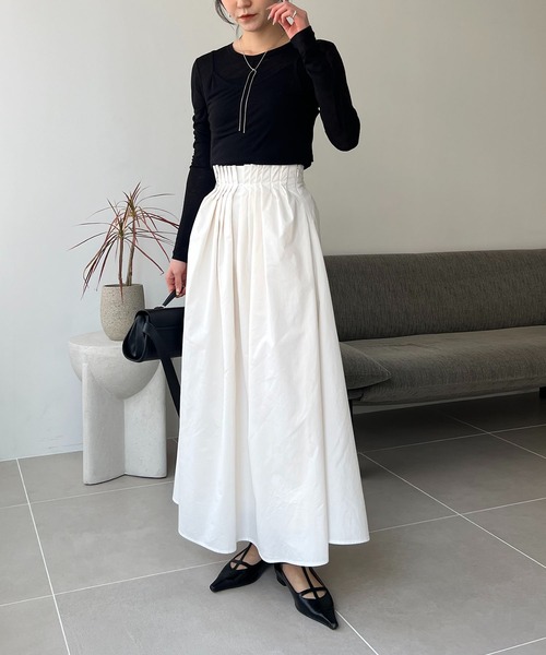 CAPRICIEUX LE'MAGE（カプリシューレマージュ）の「タックウエストフレアスカート（スカート・レディース・ブラック/ホワイト・36/38）」の21枚目の写真