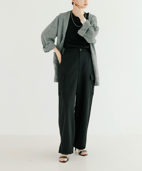 URBAN RESEARCH（アーバンリサーチ）の「ブライトクロスカーゴパンツ（カーゴパンツ・レディース・ライトベージュ/ブラック・38/36）」の4枚目の写真