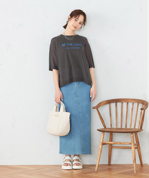 COMME CA ISM（コムサイズム）の「シアーニット ロゴ Tシャツ（ニット/セーター・レディース・ベージュ/チャコール・FREE）」の16枚目の写真