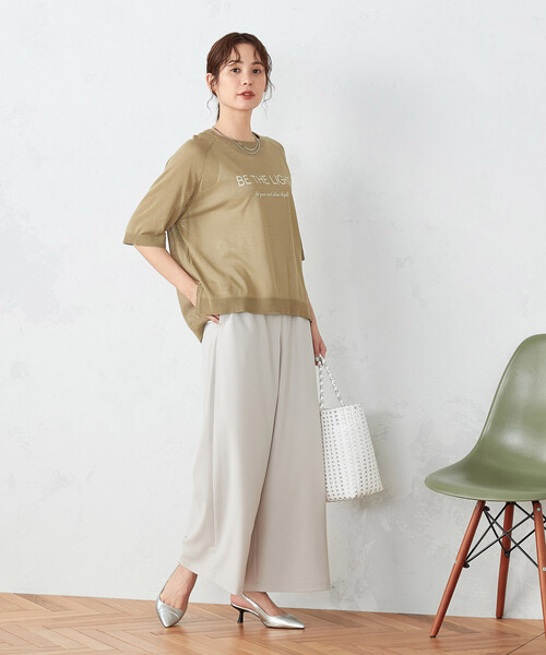 COMME CA ISM（コムサイズム）の「シアーニット ロゴ Tシャツ（ニット/セーター・レディース・ベージュ/チャコール・FREE）」の12枚目の写真