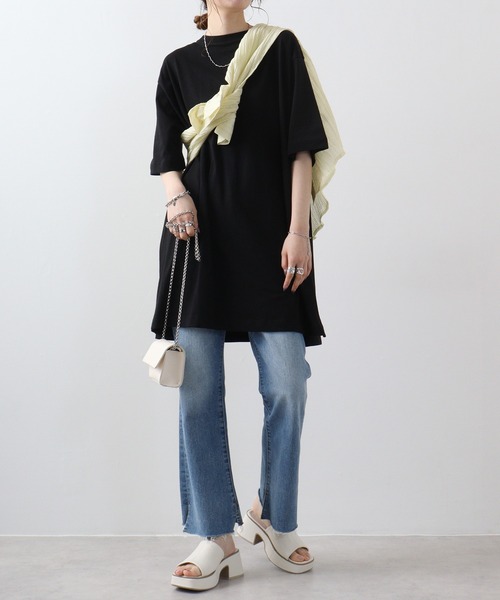 atONE(アットワン)の「atONE サイドスリット チュニック ワンピース(チュニック・レディース・杢グレー/ライトベージュ/ブラック/ホワイト・LL~3L/4L~5L/M-L)」の13枚目の写真
