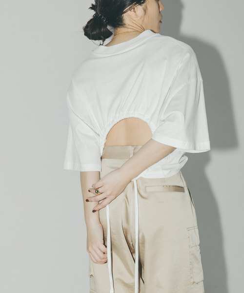 TELA（テラ）の「【TELA/テラ】 S/S back open T：Tシャツ（Tシャツ/カットソー・レディース・ホワイト・SMALL）」の2枚目の写真