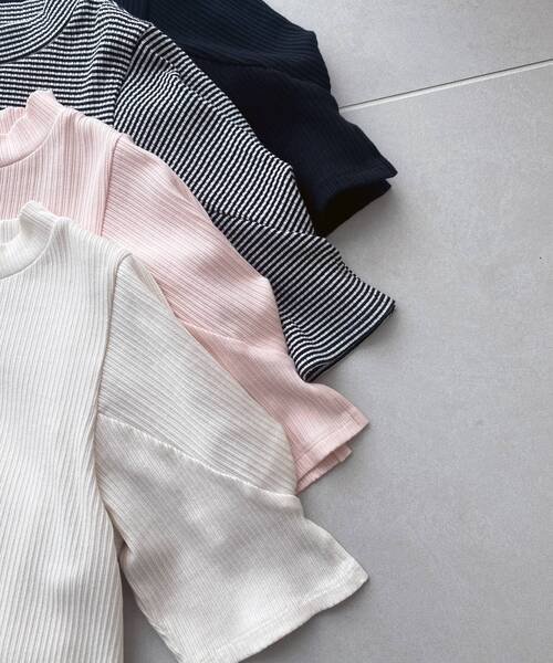 MAJESTIC LEGON（マジェスティックレゴン）の「タックスリーブトップス（Tシャツ/カットソー・レディース・ブラック系その他/ブラック/アイボリー/ピンク・MEDIUM）」の5枚目の写真