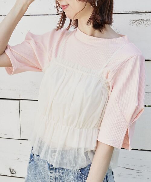 MAJESTIC LEGON（マジェスティックレゴン）の「タックスリーブトップス（Tシャツ/カットソー・レディース・ブラック系その他/ブラック/アイボリー/ピンク・MEDIUM）」の11枚目の写真