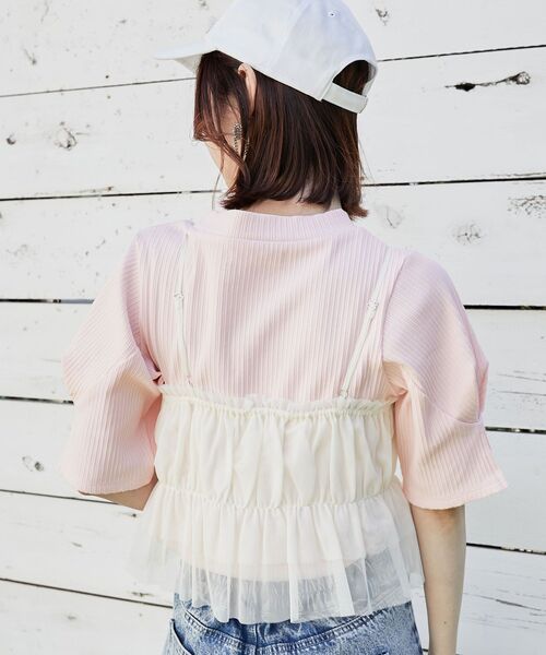 MAJESTIC LEGON（マジェスティックレゴン）の「タックスリーブトップス（Tシャツ/カットソー・レディース・ブラック系その他/ブラック/アイボリー/ピンク・MEDIUM）」の12枚目の写真