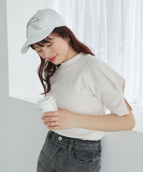 MAJESTIC LEGON（マジェスティックレゴン）の「タックスリーブトップス（Tシャツ/カットソー・レディース・ブラック系その他/ブラック/アイボリー/ピンク・MEDIUM）」の14枚目の写真