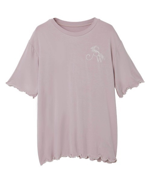 とにかくさらっと涼しい]フェミニンワンポイントレーヨン半袖Tシャツ 