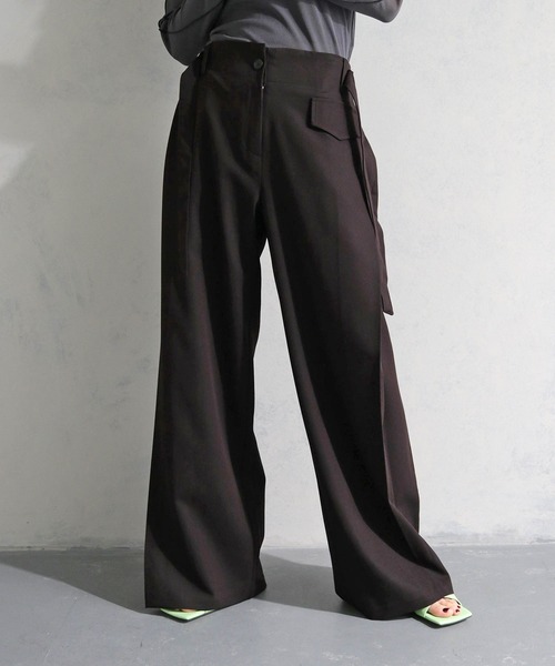 cheriella（シェリエラ）の「【cheriella】サイドベルトワイドパンツ（スラックス・レディース・ブラック/ライトベージュ・FREE）」の18枚目の写真